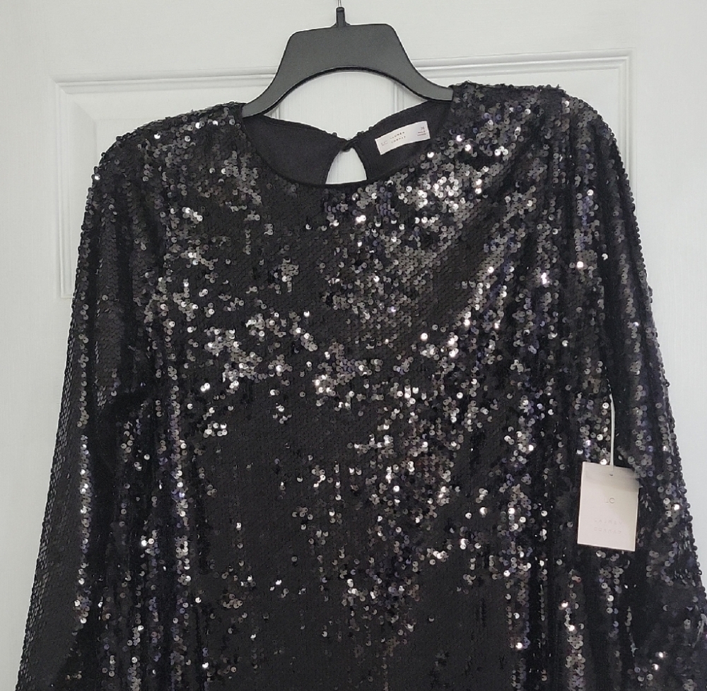 LC Lauren Conrad Black Sequin Midi Dress